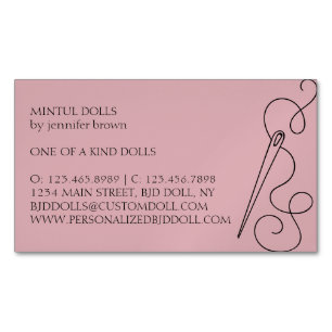 Pink Tailor Seamstress Alteration Needle Business Card Magnet
