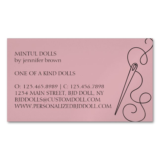 Pink Tailor Seamstress Alteration Needle Business Card Magnet