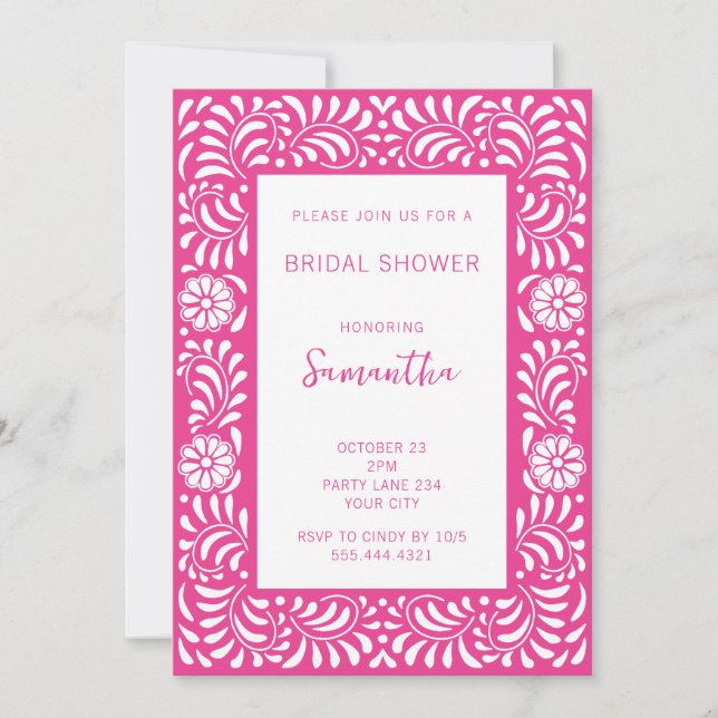 PINK TALAVERA BRIDAL SHOWER INVITATION (Front)