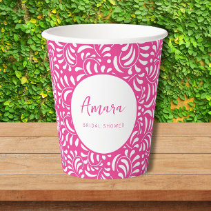 PINK TALAVERA BRIDAL SHOWER PAPER CUPS
