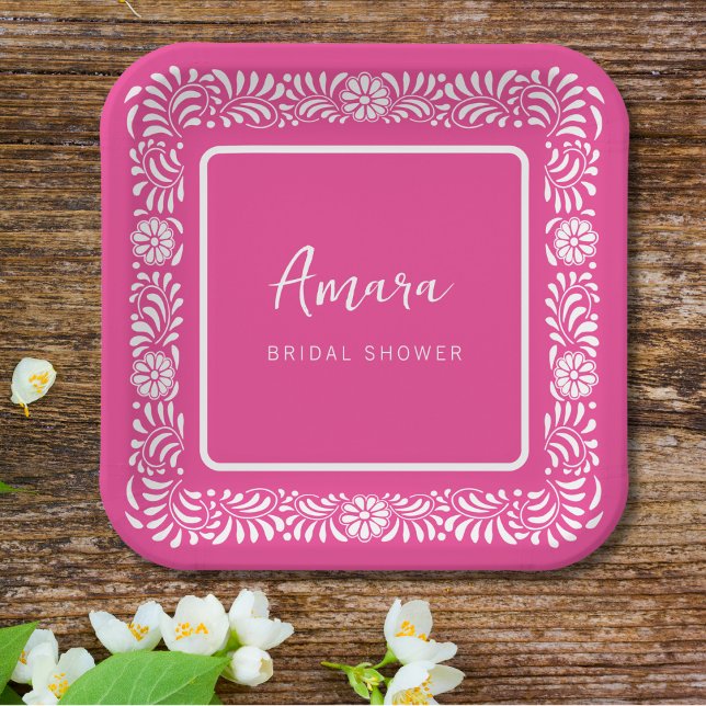 PINK TALAVERA BRIDAL SHOWER PAPER PLATES (Creator Uploaded)