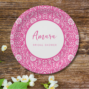 PINK TALAVERA BRIDAL SHOWER PAPER PLATES