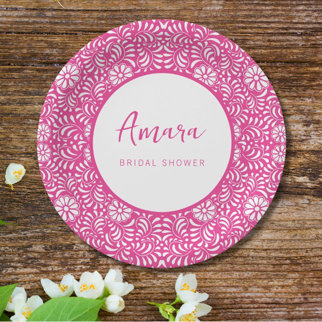 PINK TALAVERA BRIDAL SHOWER PAPER PLATES (Creator Uploaded)