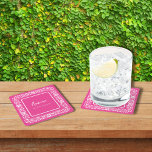 PINK TALAVERA BRIDAL SHOWER SQUARE PAPER COASTER<br><div class="desc">Beautiful Pink Mexican Talavera flowers</div>