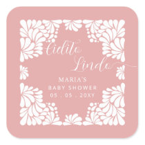 Pink Talavera Cielito Lindo Girl Baby Shower Square Sticker