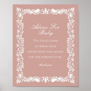 Pink Talavera Tile Advice for Baby Shower Game Poster