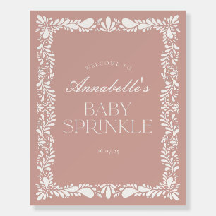 Pink Talavera Tile Baby Sprinkle Welcome Sign