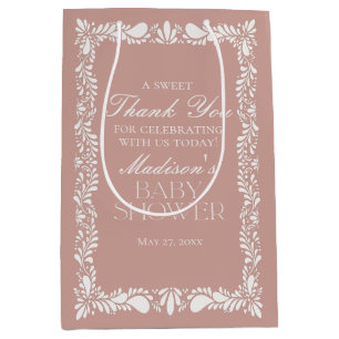 Pink Talavera Tile Fiesta Baby Shower Favors Medium Gift Bag