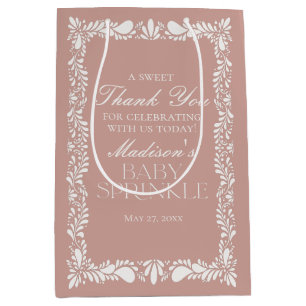 Pink Talavera Tile Fiesta Baby Sprinkle Favors Medium Gift Bag