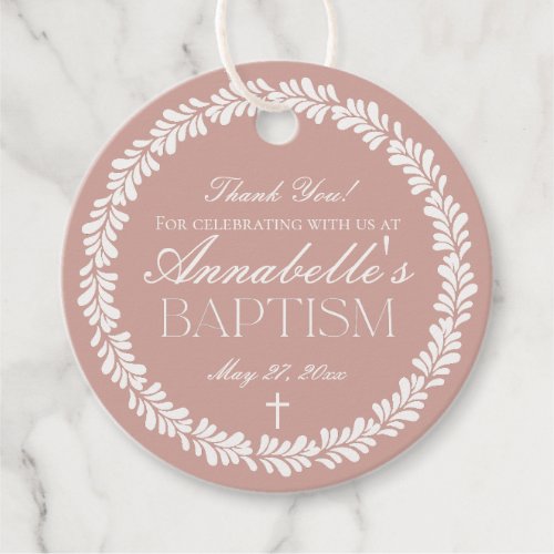Pink Talavera Tile Spanish Fiesta Baptism Circle Favor Tags