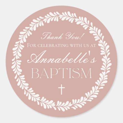 Pink Talavera Tile Spanish Fiesta Baptism Favor Classic Round Sticker