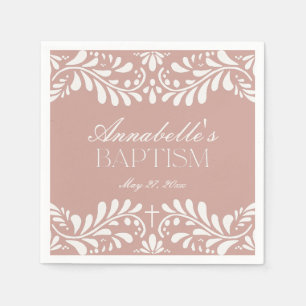 Pink Talavera Tile Spanish Fiesta Baptism Napkins