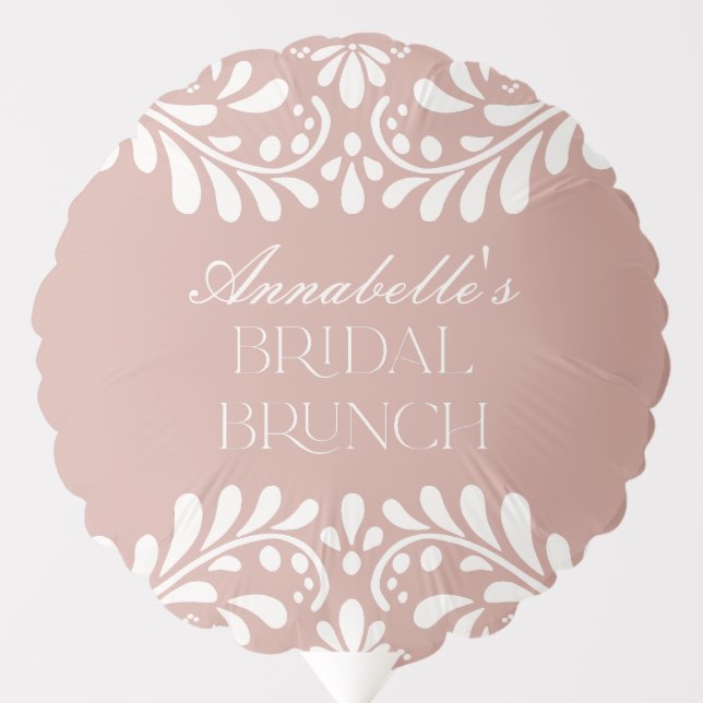 Pink Talavera Tile Spanish Fiesta Bridal Brunch Balloon (Front)