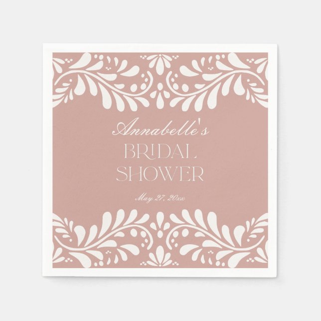 Pink Talavera Tile Spanish Fiesta Bridal Shower Napkins (Front)