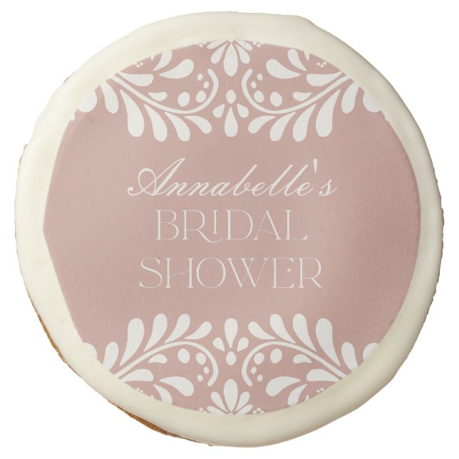 Pink Talavera Tile Spanish Fiesta Bridal Shower Sugar Cookie (Front)