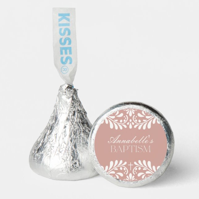 Pink Talavera Tile Spanish Style Fiesta Baptism Hershey®'s Kisses® (Front)