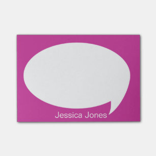 Pink Talk Bubble Rounded Personalized Post-it Notes