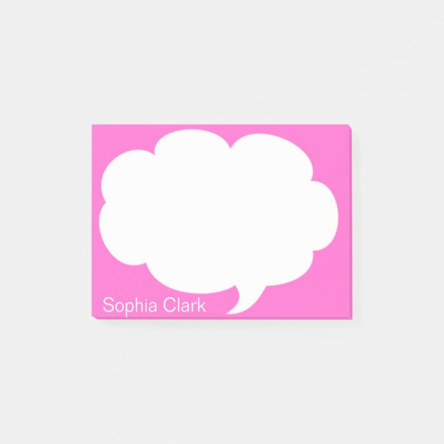Pink Talk Bubble Rounded Personalized Post-it Notes (Front)
