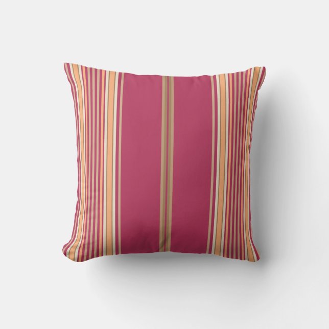 Pink, Tan and White Stripes on a Pillow (Front)