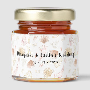 Pink & Tan Boho Elegant Personalized Wedding Honey Jar Favors