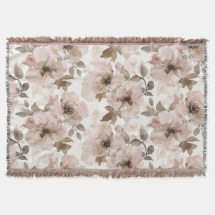 Pink Tan Floral Western Floral  Throw Blanket