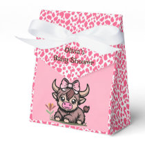Pink Tan Highland Cow Girl Baby Shower Favor Boxes