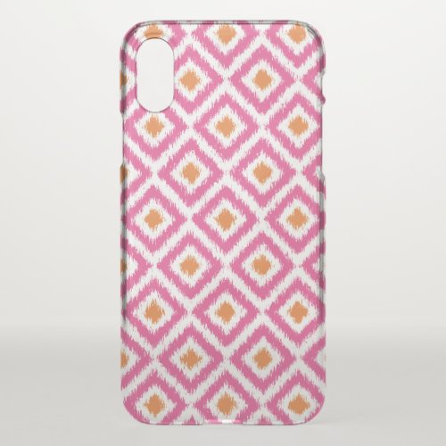 Pink Tangerine Ikat Pattern iPhone XS Case