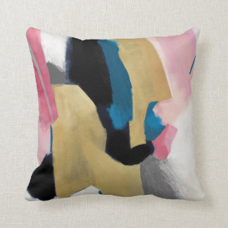 Pink Tango / Pink Teal Gold Throw Pillow