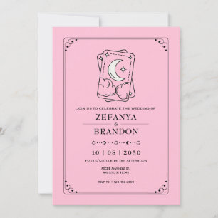 Pink tarot wedding invitation
