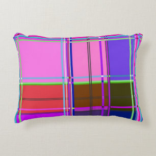 Pink tartan Fabric Pattern Cloth Madras Accent Pillow