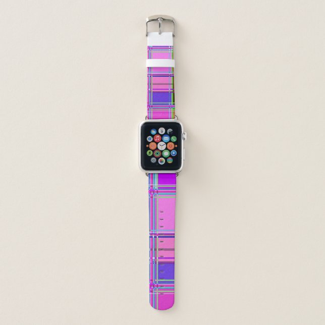 Pink tartan Fabric Pattern Cloth Madras Apple Watch Band (Front)