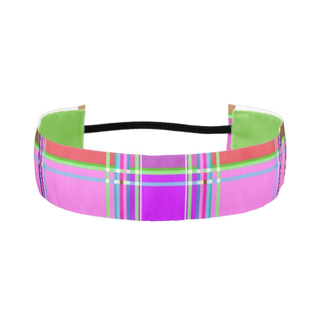Pink tartan Fabric Pattern Cloth Madras Athletic Headband (Front)