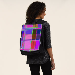 Pink tartan Fabric Pattern Cloth Madras Backpack