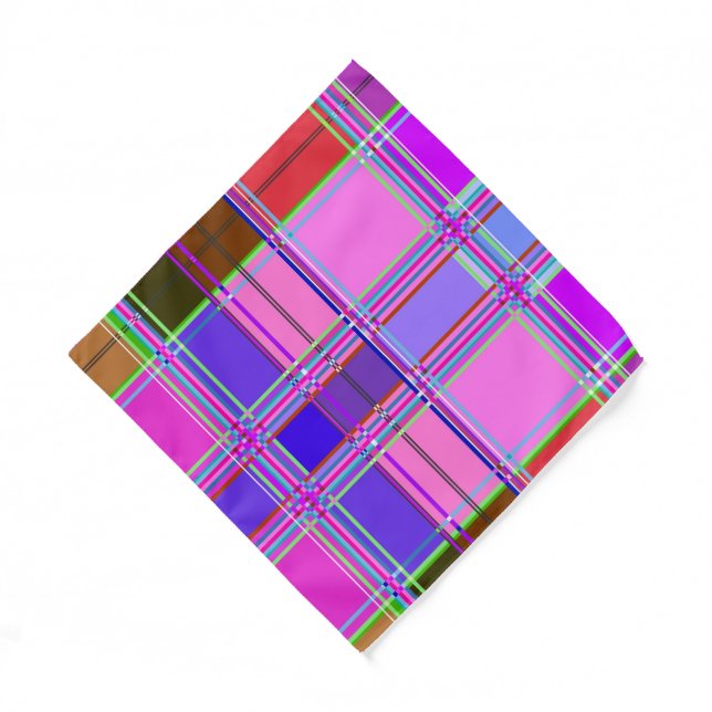 Pink tartan Fabric Pattern Cloth Madras Bandana (Front)