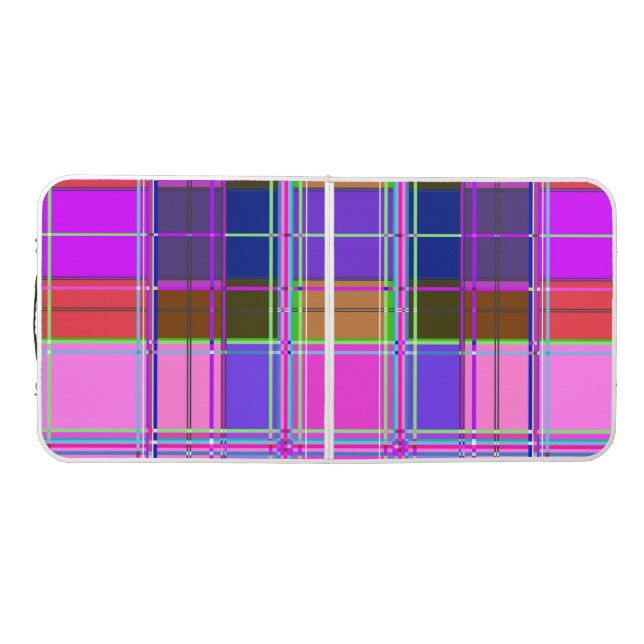 Pink tartan Fabric Pattern Cloth Madras Beer Pong Table (Top)