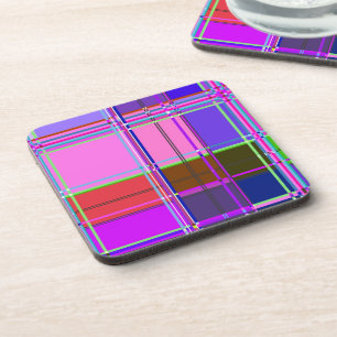 Pink tartan Fabric Pattern Cloth Madras Beverage Coaster