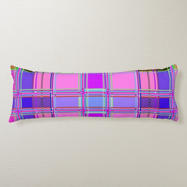 Pink tartan Fabric Pattern Cloth Madras Body Pillow (Front)