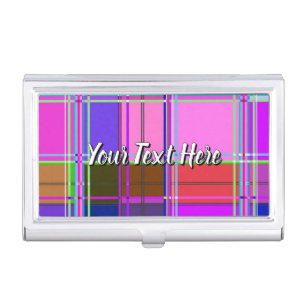 Pink tartan Fabric Pattern Cloth Madras Business Card Case