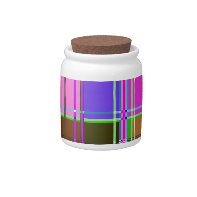Pink tartan Fabric Pattern Cloth Madras Candy Jar (Right)