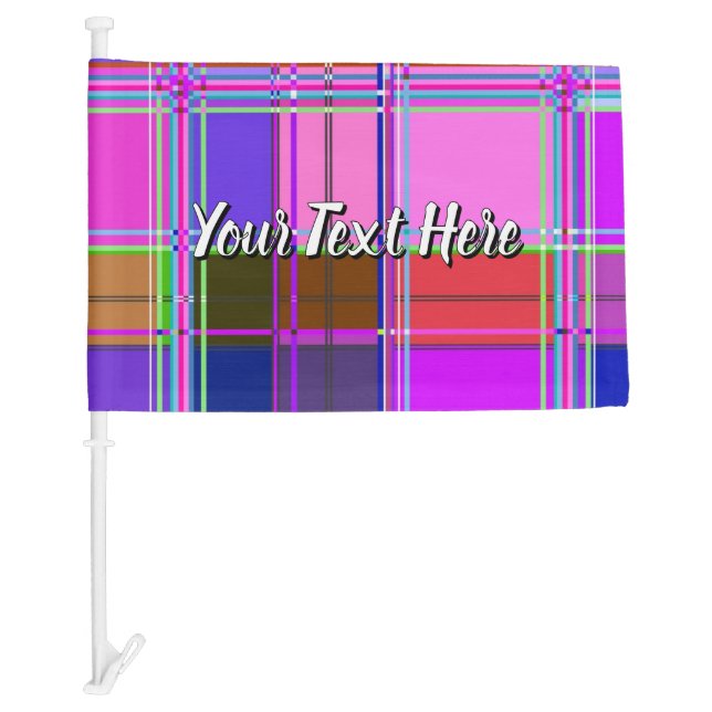 Pink tartan Fabric Pattern Cloth Madras Car Flag (Front)