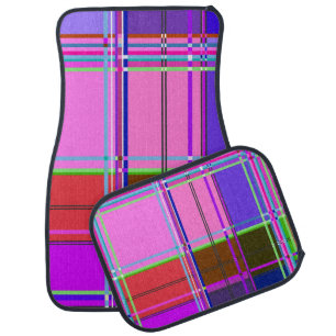 Pink tartan Fabric Pattern Cloth Madras Car Floor Mat