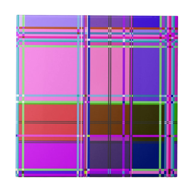 Pink tartan Fabric Pattern Cloth Madras Ceramic Tile (Front)