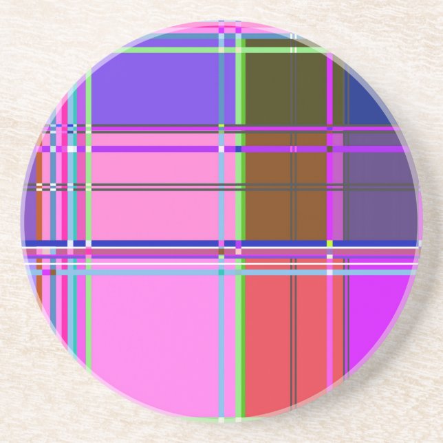Pink tartan Fabric Pattern Cloth Madras Coaster (Front)