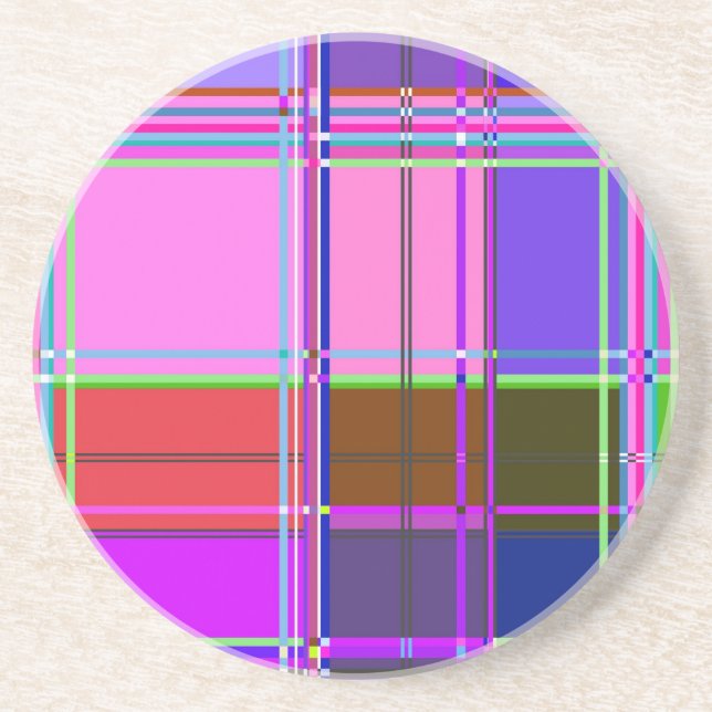 Pink tartan Fabric Pattern Cloth Madras Coaster (Front)