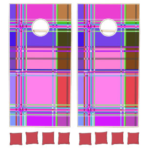 Pink tartan Fabric Pattern Cloth Madras Cornhole Set