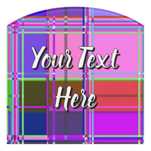 Pink tartan Fabric Pattern Cloth Madras Door Sign