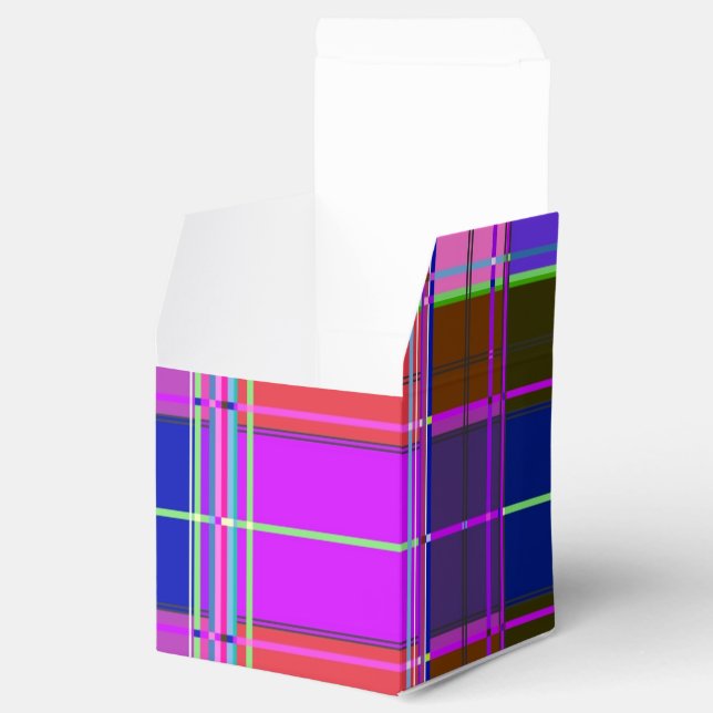Pink tartan Fabric Pattern Cloth Madras Favor Boxes (Opened)