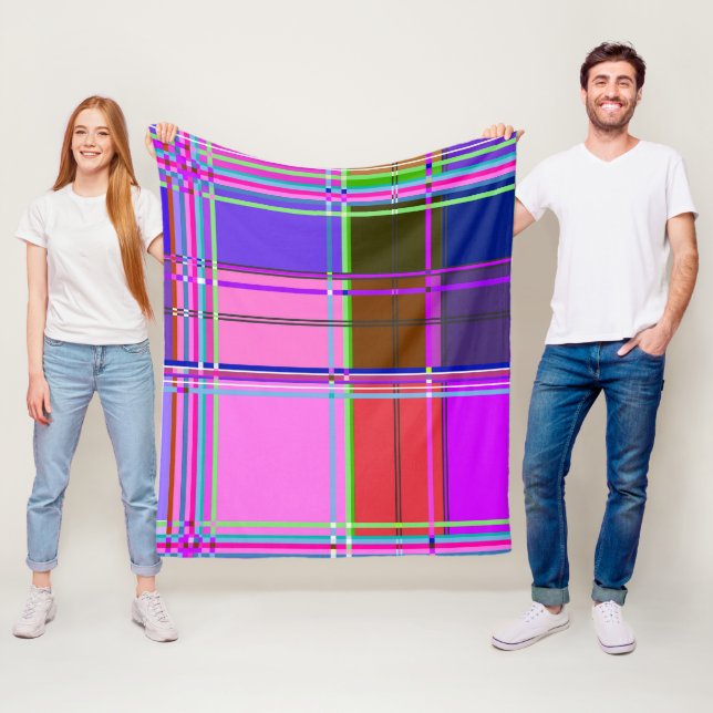 Pink tartan Fabric Pattern Cloth Madras Fleece Blanket (In Situ)