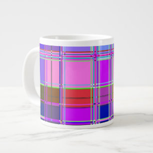 Pink tartan Fabric Pattern Cloth Madras Giant Coffee Mug