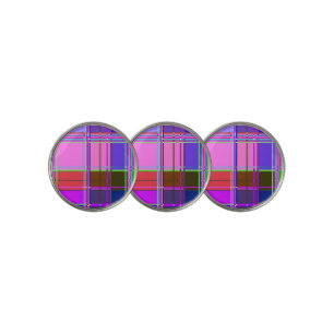 Pink tartan Fabric Pattern Cloth Madras Golf Ball Marker